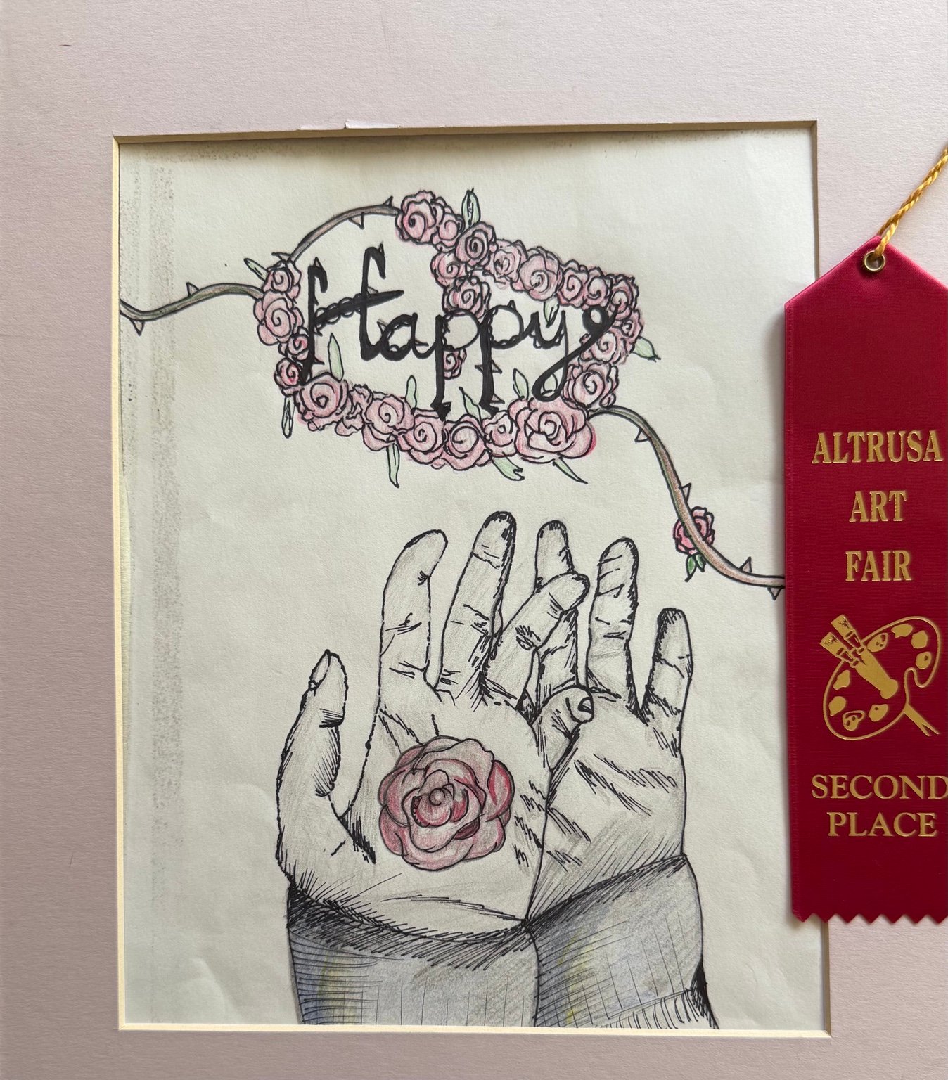 Happy with second place ribbon at the 55th Annual Altrusa Art Fair